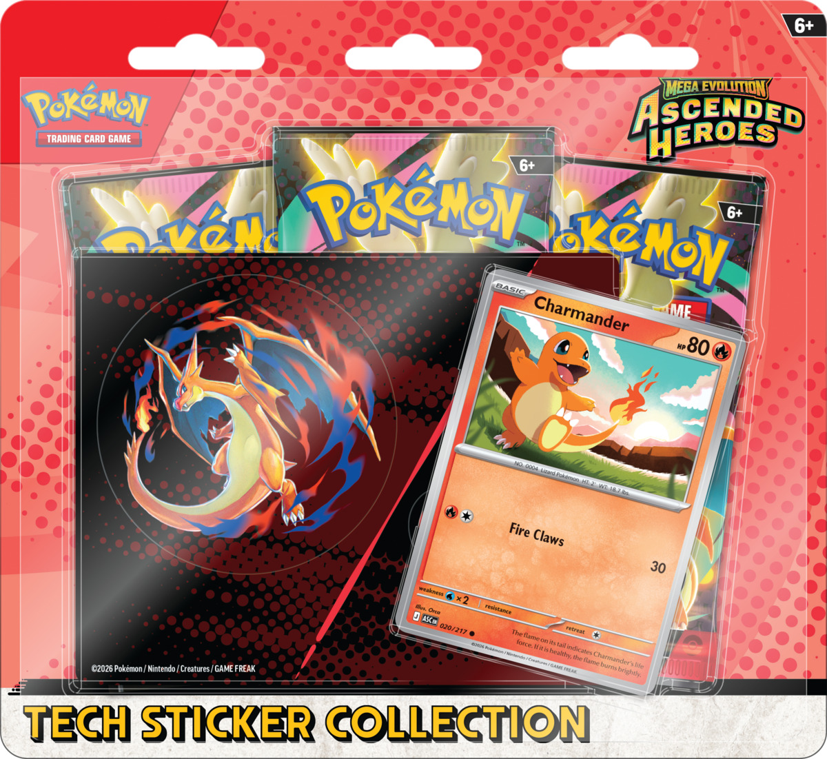 Pokemon TCG Mega Evolution - Ascended Heroes Tech Sticker Collection Español (CHARMANDER)