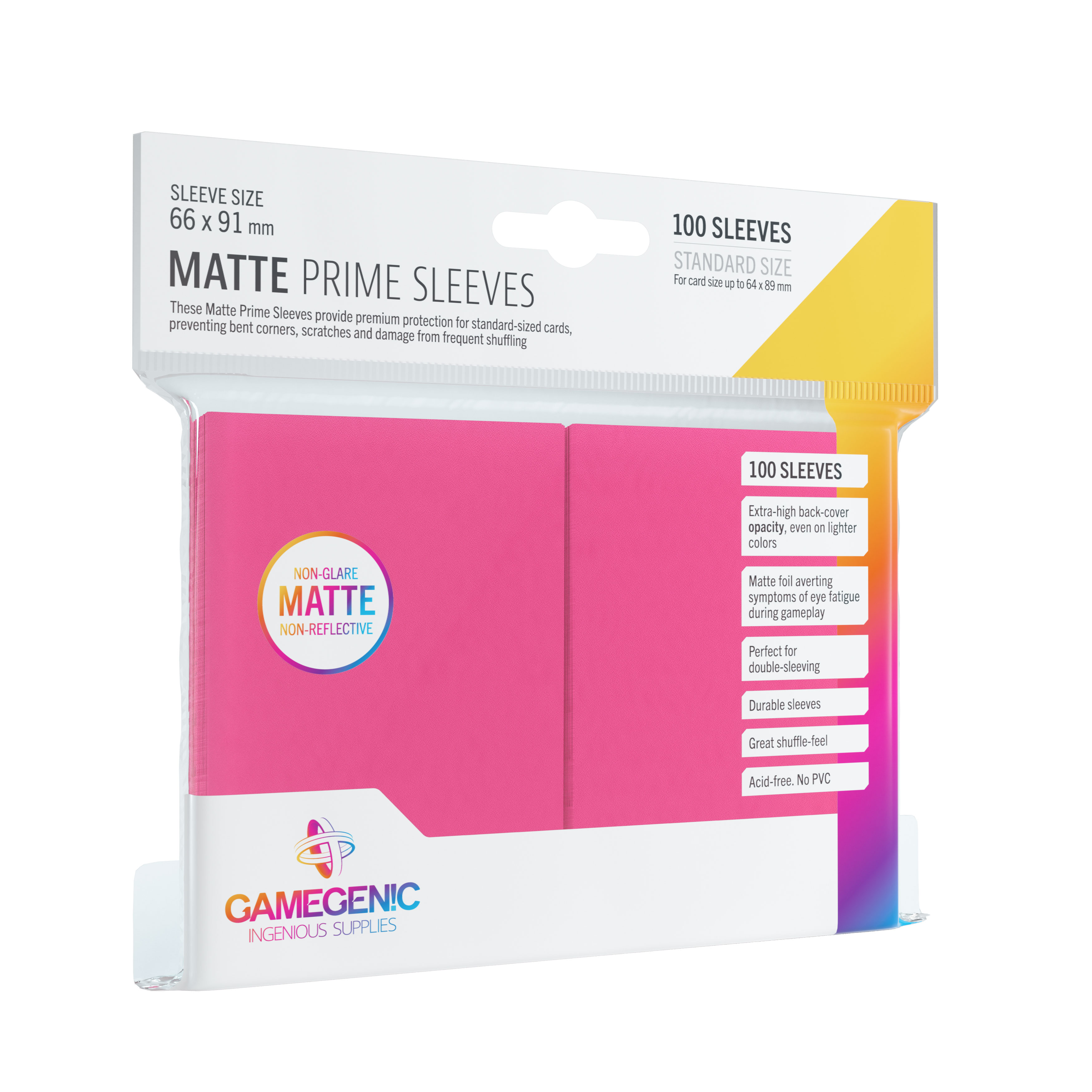 GG BGG SLEEVES MATTE PRIME SLEEVES - PINK 66 X 91 MM (100)