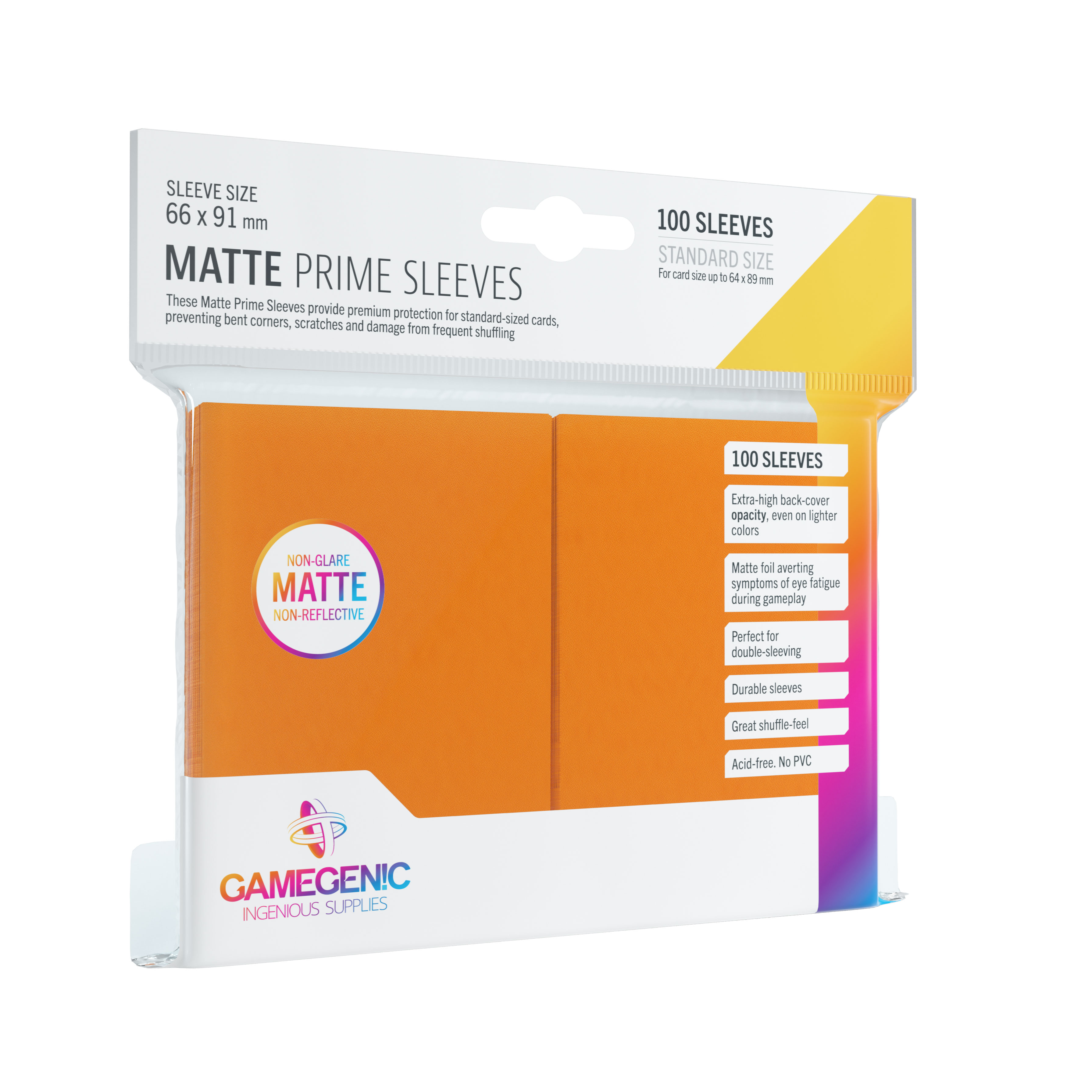 GG BGG Sleeves Matte Prime Sleeves - Orange 66 x  91 mm (100)